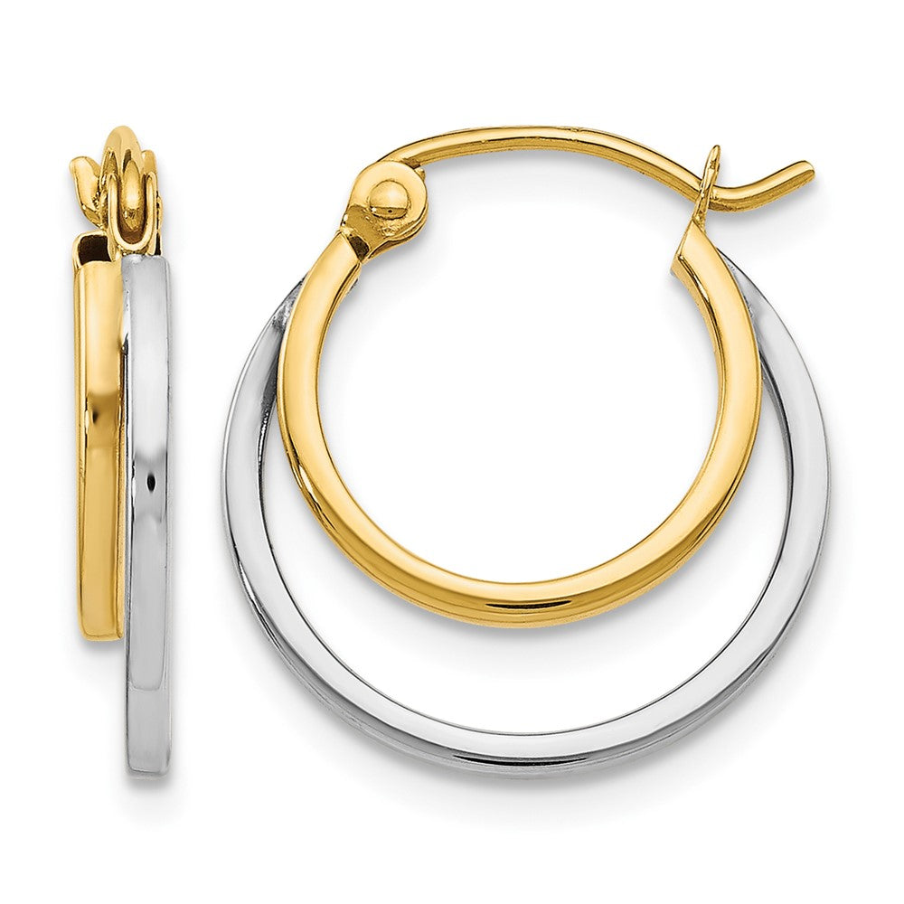 14K Bicolor Poliert Klappbar Creolen