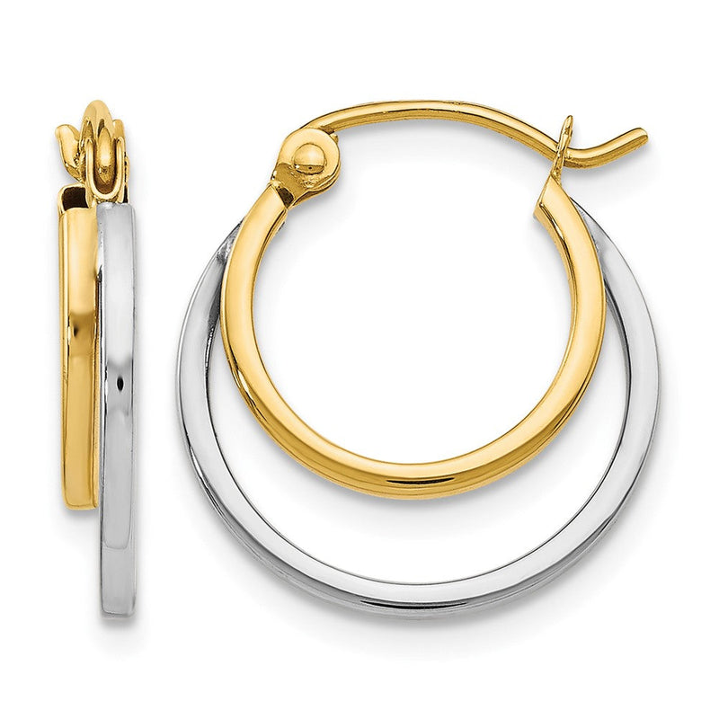 14K Bicolor Poliert Klappbar Creolen