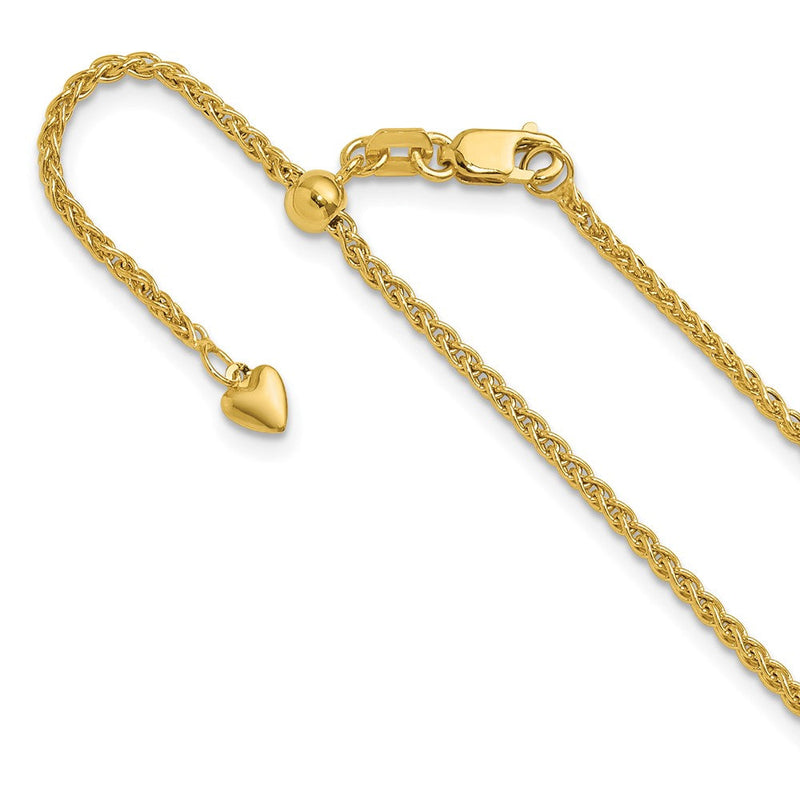 22 Zoll 10K Gelbgold Verstellbar 1.6mm Halbmassiv Ährenkette Halskette
