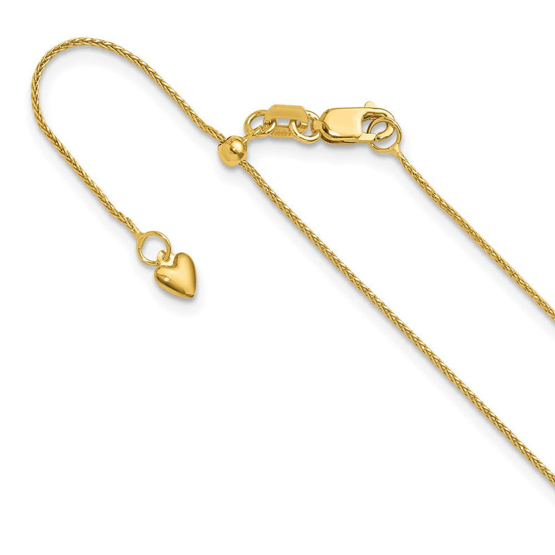 22 Zoll 10K Gelbgold Verstellbar.8mm Diamantiert Weizen Halskette