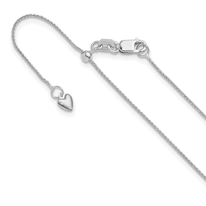 22 Zoll 10K Weißgold Verstellbar.8mm Diamantiert Weizen Halskette
