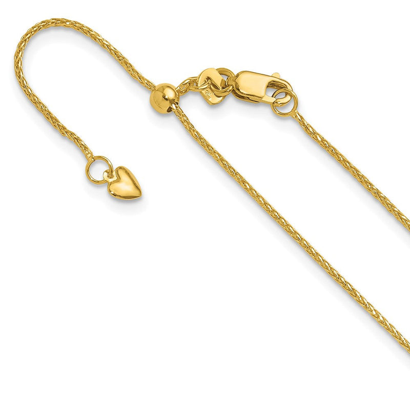 22 Zoll 10K Gelbgold Verstellbar 1mm Diamantiert Weizen Halskette