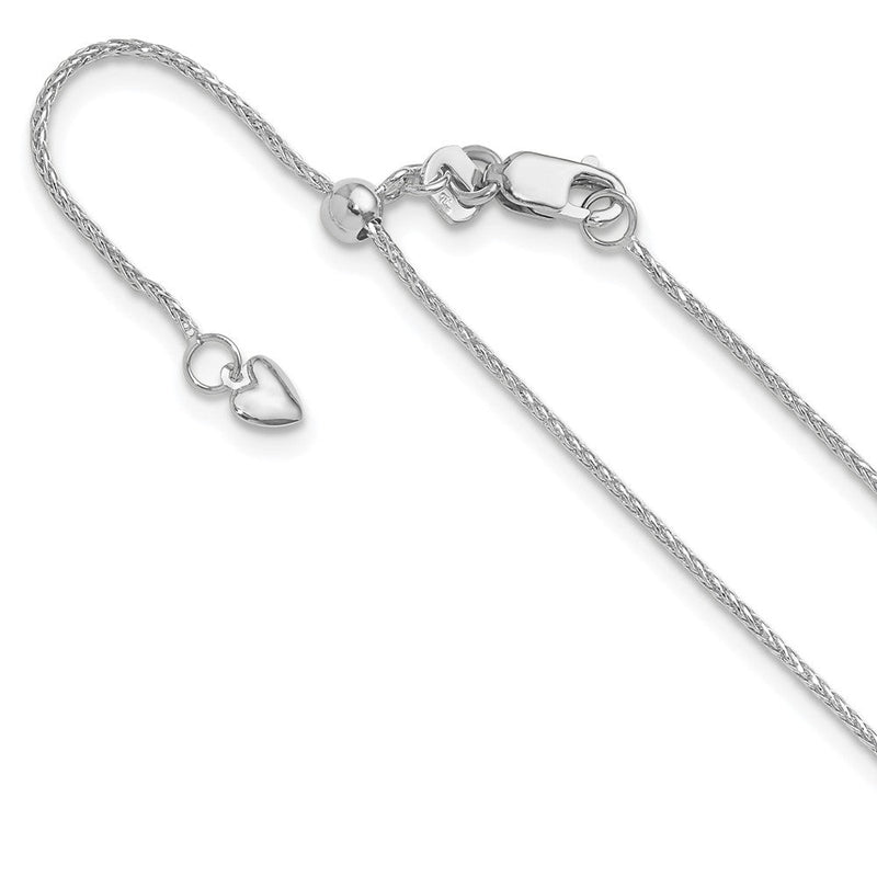 22 Zoll 10K Weißgold Verstellbar 1mm Diamantiert Weizen Halskette
