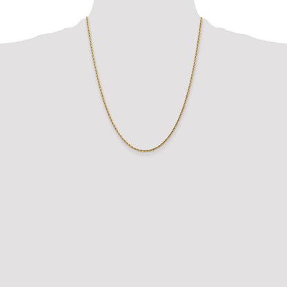 10K Weißgold 2mm Diamantiert Kordel Halskette