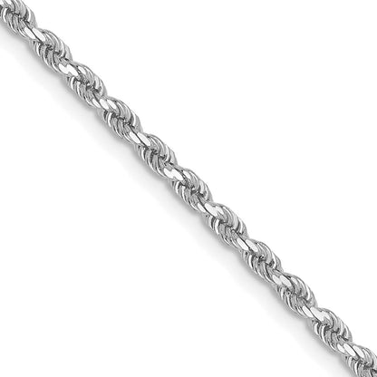 10K Weißgold 2mm Diamantiert Kordel Halskette
