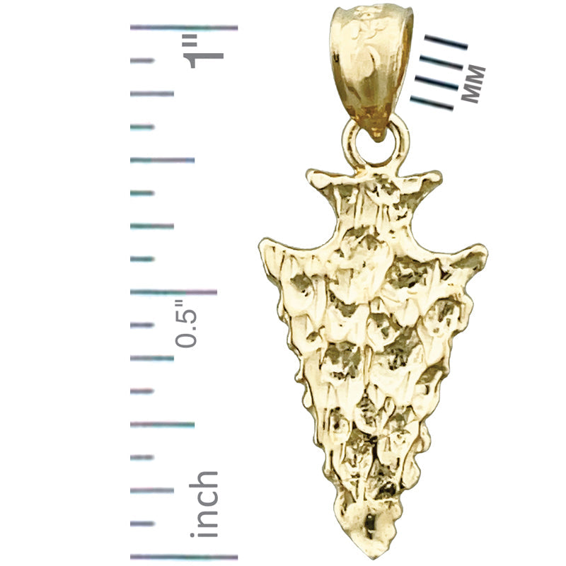 14K Gold Hammer-Pfeilspitze Charm "Native American" 3D