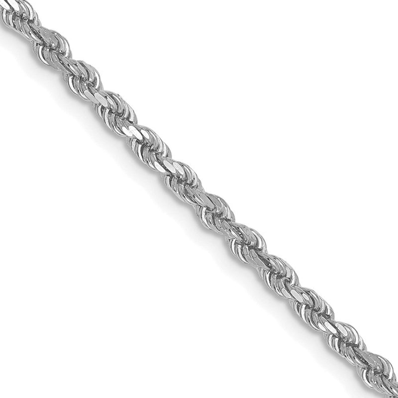 10K Weißgold 2.25mm Diamantiert Kordel Halskette