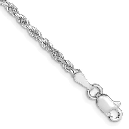 10K Weißgold 2.5mm Diamantiert Kordel Gliederarmband