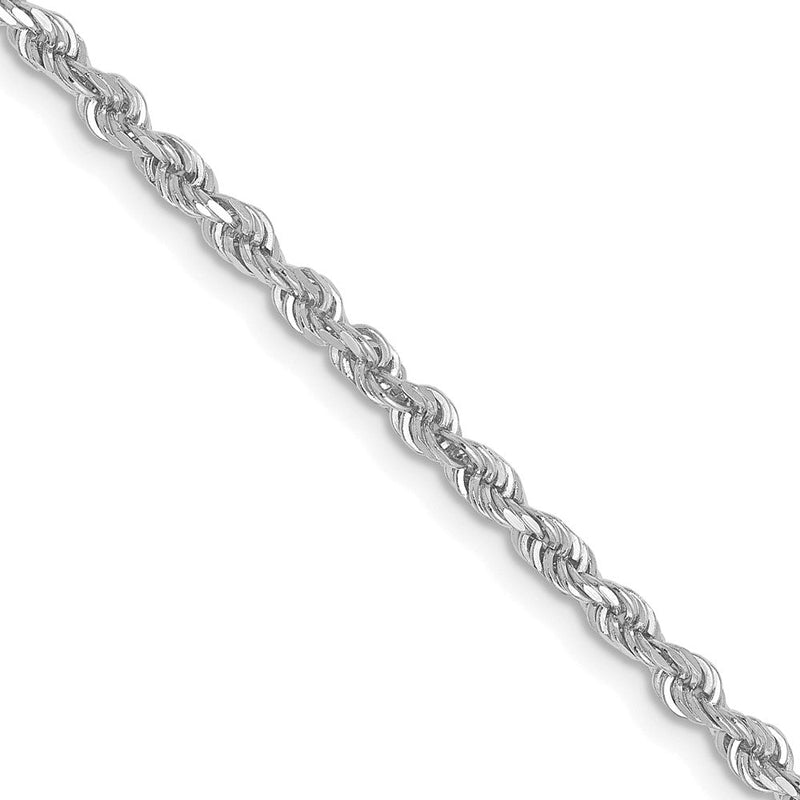 10K Weißgold 2.5mm Diamantiert Kordel Halskette