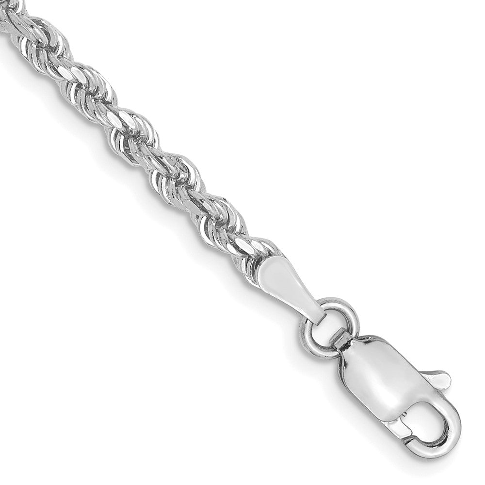10K Weißgold 2.75mm Diamantiert Kordel Gliederarmband