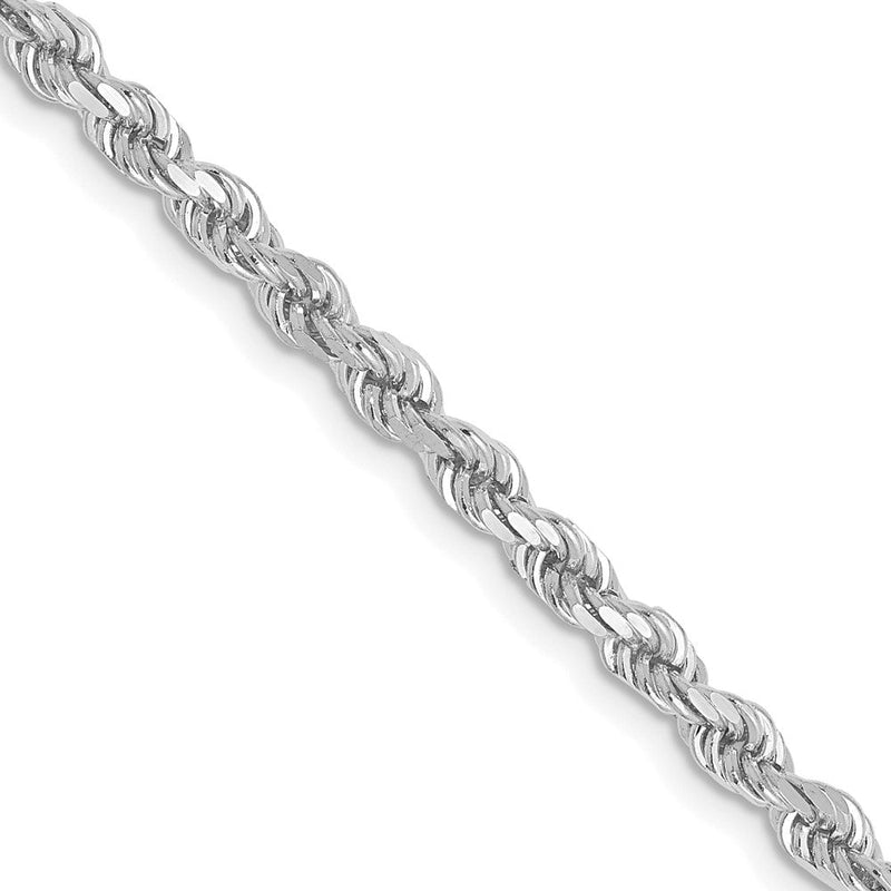 10K Weißgold 2.75mm Diamantiert Kordel Halskette