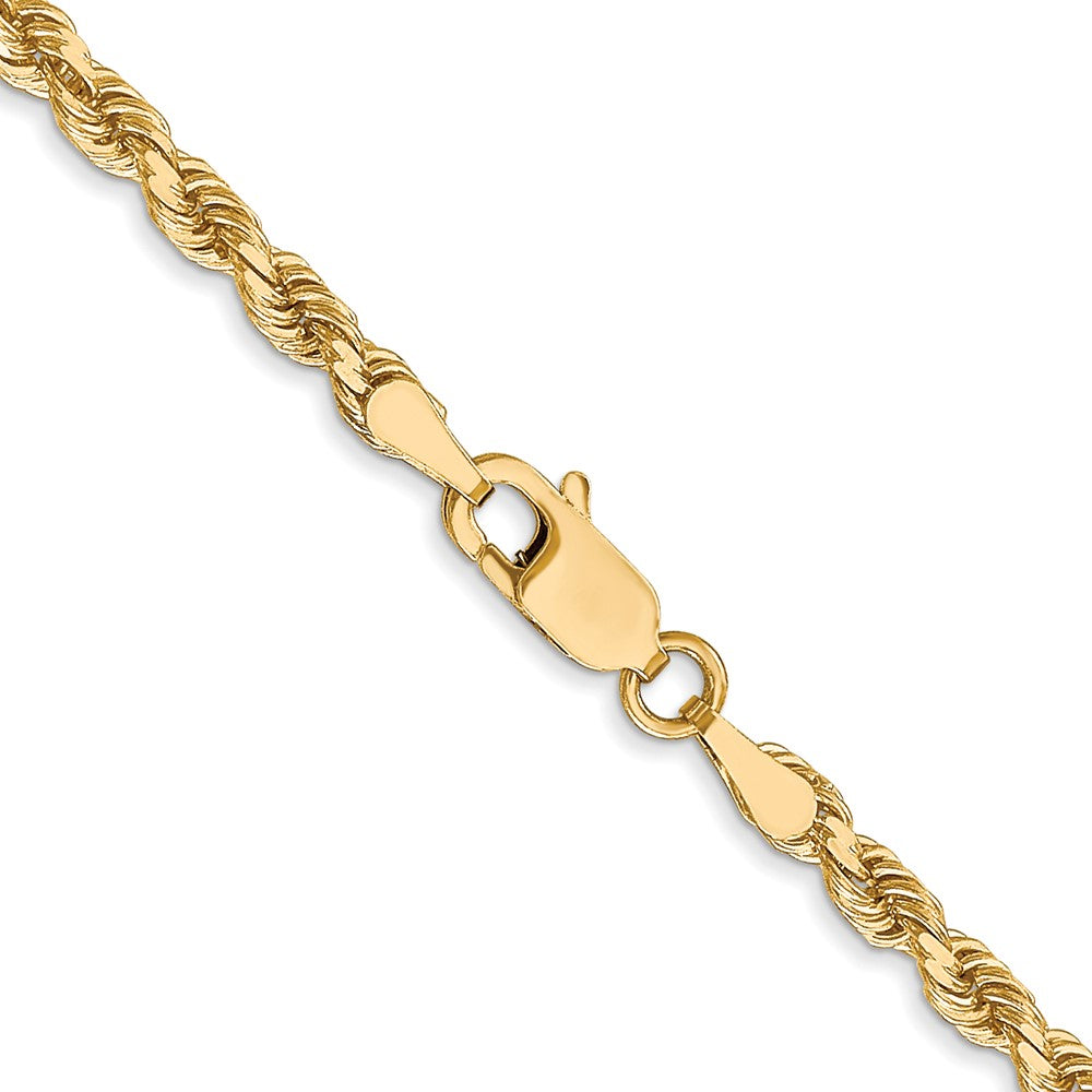 10K Weißgold 3mm Diamantiert Kordel Halskette