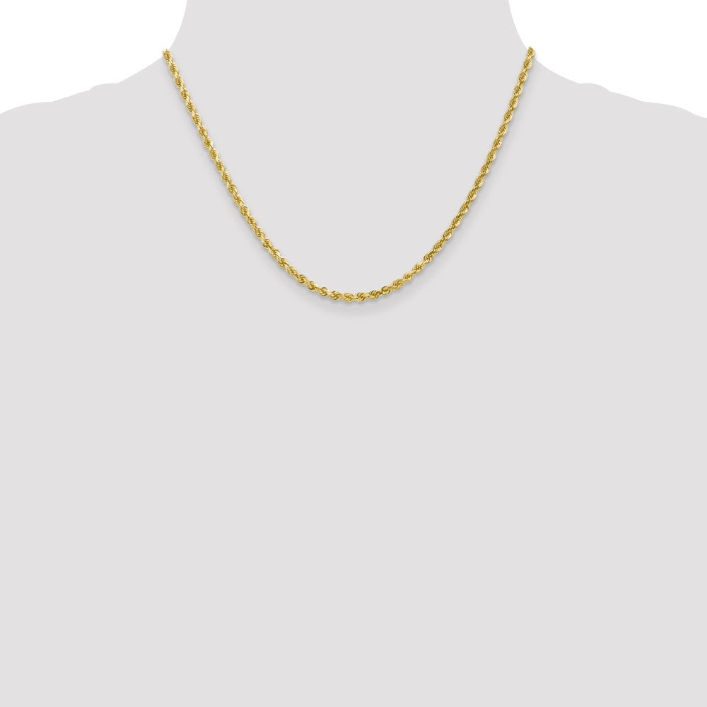 10K Weißgold 3mm Diamantiert Kordel Halskette