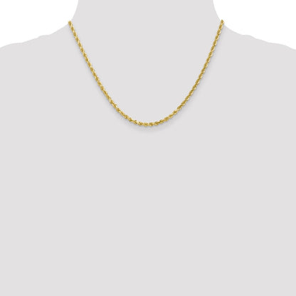 10K Weißgold 3mm Diamantiert Kordel Halskette