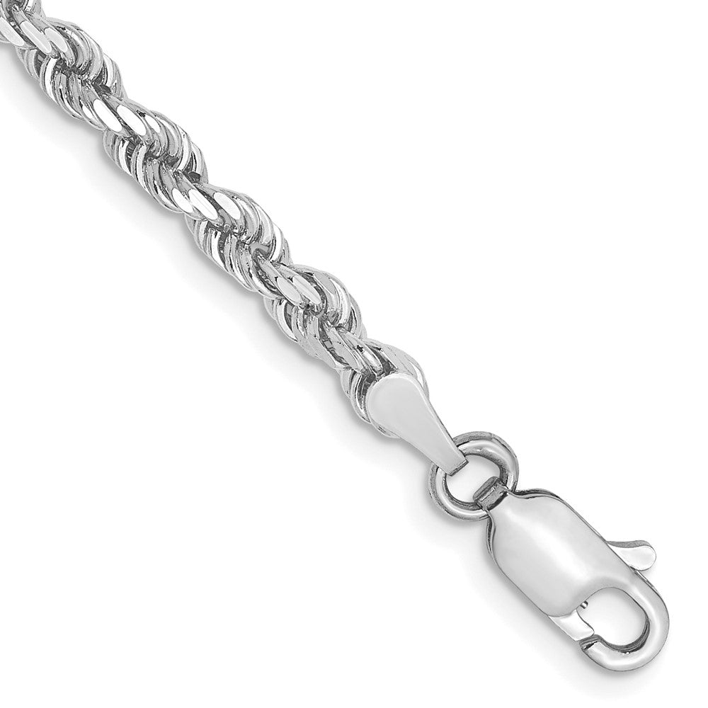 10K Weißgold 3mm Diamantiert Kordel Gliederarmband