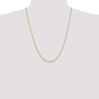 10K Gelbgold 2mm Massiv Normal Kordel Halskette