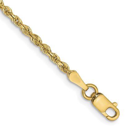 10K Gelbgold 2mm Diamantiert Vierfach Kordel Gliederarmband