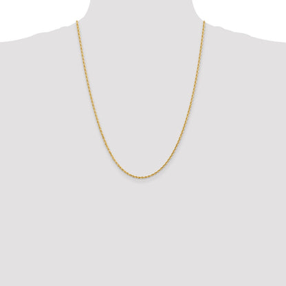 10K Gelbgold 2.25mm Diamantiert Vierfach Kordel Halskette
