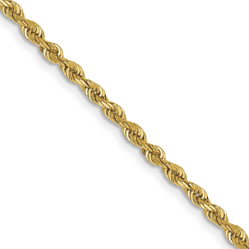 10K Gelbgold 2.25mm Diamantiert Vierfach Kordel Halskette