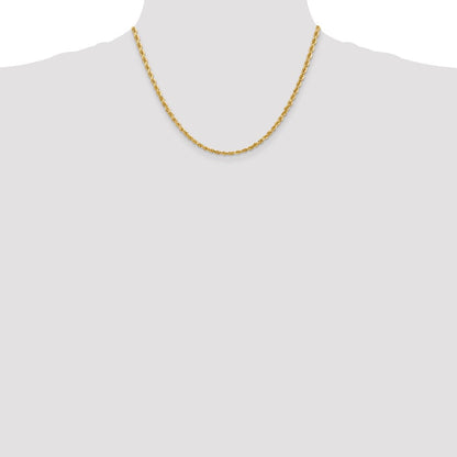 10K Gelbgold 3.35mm Diamantiert Vierfach Kordel Halskette
