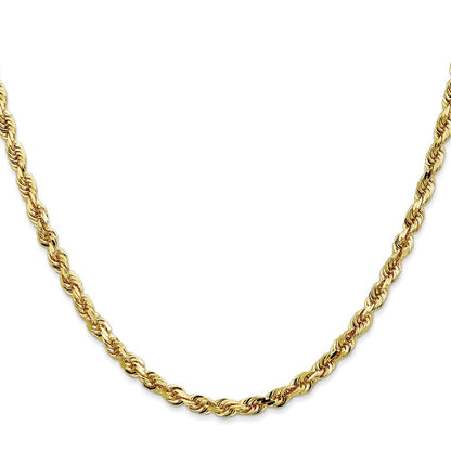 10K Gelbgold 4mm Diamantiert Vierfach Kordel Halskette
