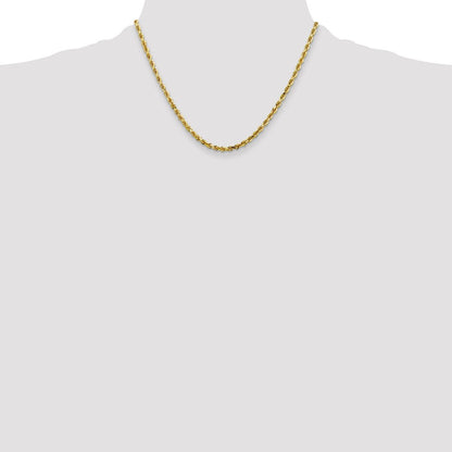 10K Gelbgold 4mm Diamantiert Vierfach Kordel Halskette