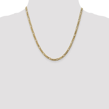 10K Gelbgold 4mm Flach Figaro Halskette