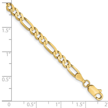 10K Gelbgold 4mm Flach Figaro Gliederarmband