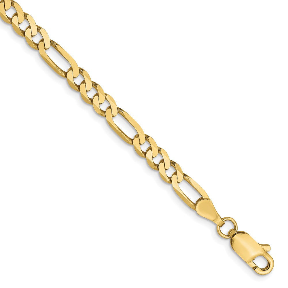 10K Gelbgold 4mm Flach Figaro Gliederarmband