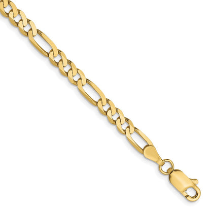 10K Gelbgold 4mm Flach Figaro Gliederarmband