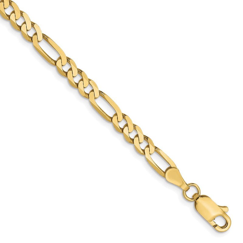 10K Gelbgold 4mm Flach Figaro Gliederarmband