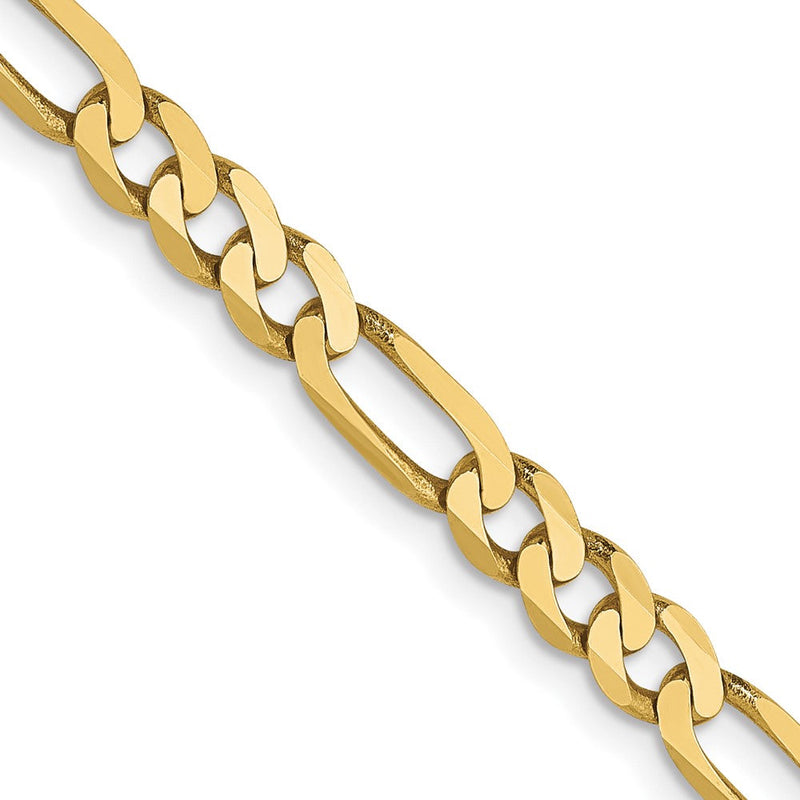 10K Gelbgold 4mm Flach Figaro Halskette
