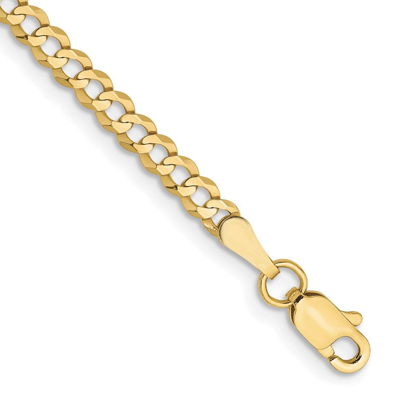 10K Gelbgold 3.1mm Leicht Flach Kubanisch Gliederarmband