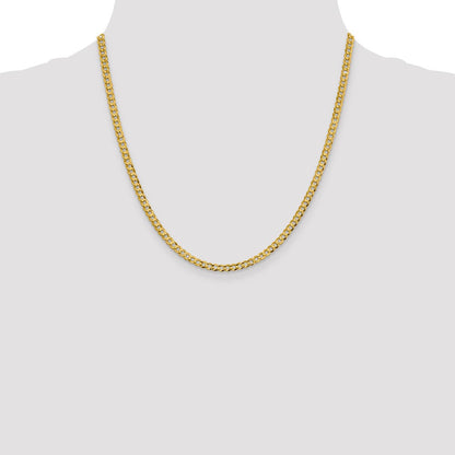 10K Gelbgold 3.7mm Leicht Flach Kubanisch Halskette