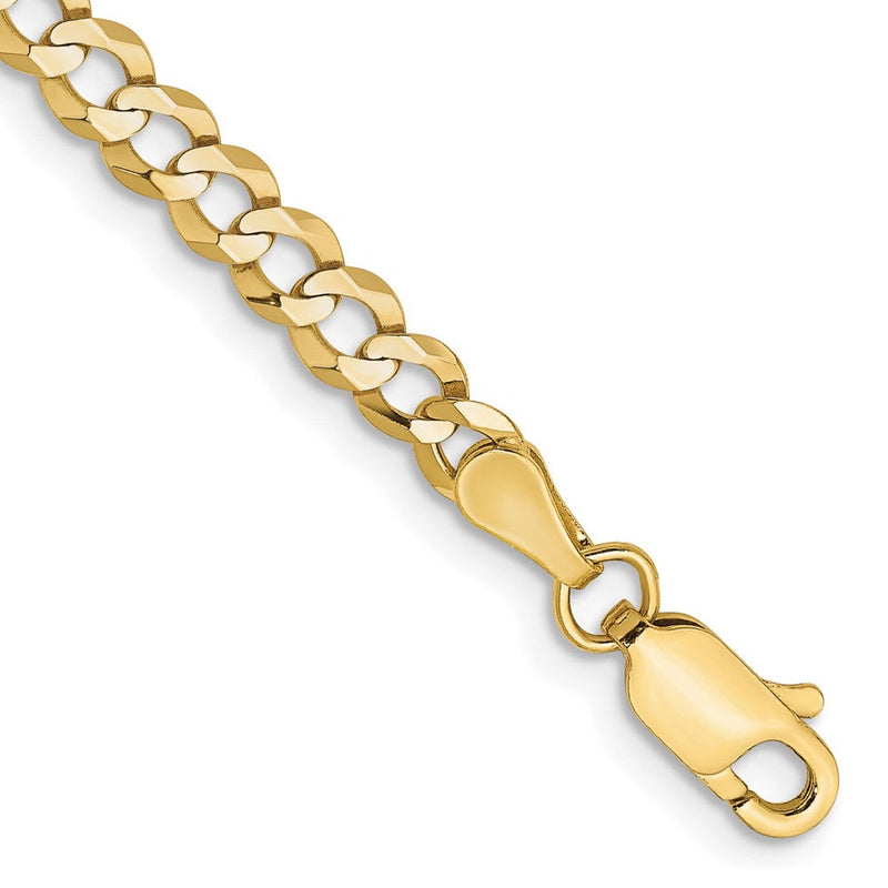 10K Gelbgold 3.7mm Leicht Flach Kubanisch Gliederarmband