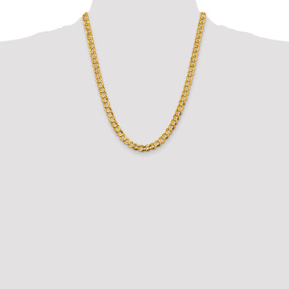 10K Gelbgold 9.4mm Leicht Flach Kubanisch Halskette