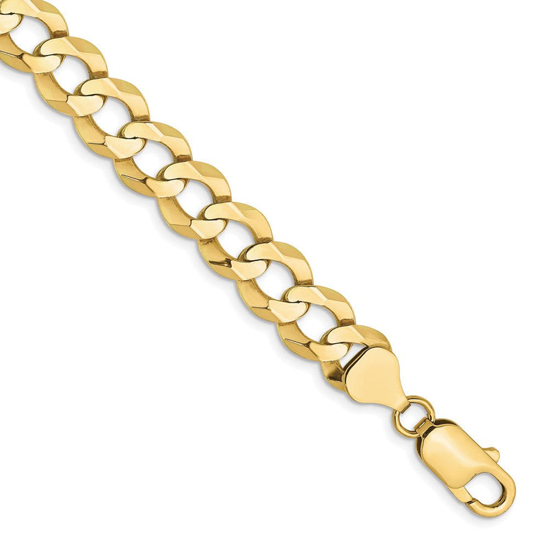 8 Zoll 10K Gelbgold 9.4mm Leicht Flach Kubanisch Gliederarmband