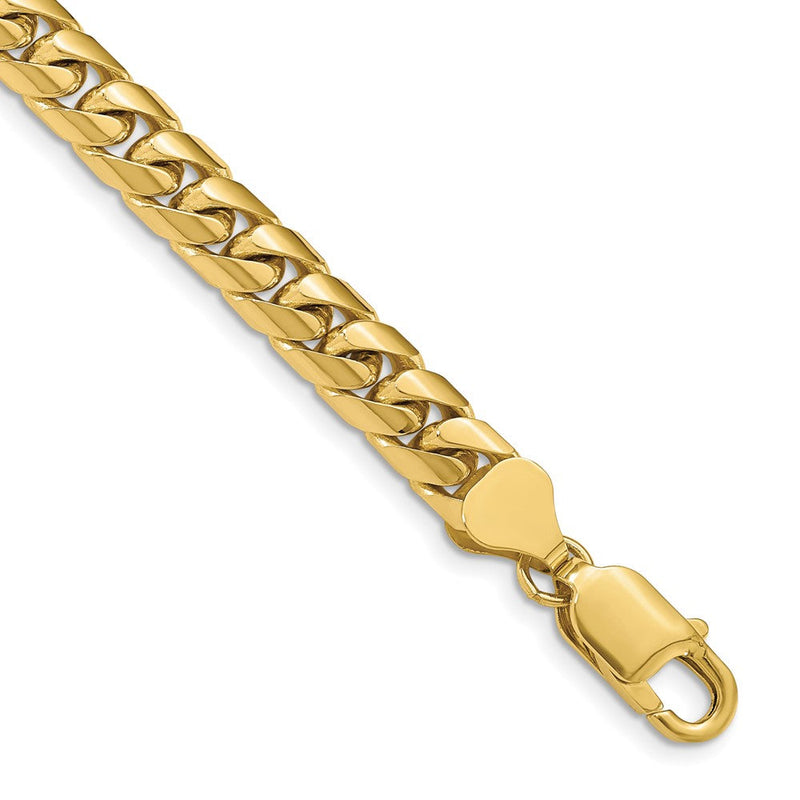 8.5 Zoll 10K Gelbgold 6.75mm Massiv Miami Kubanisch Gliederarmband