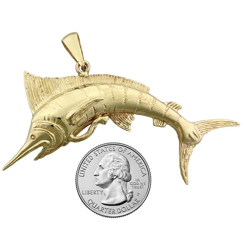 585 Gold 3-D Marlin-Anhänger