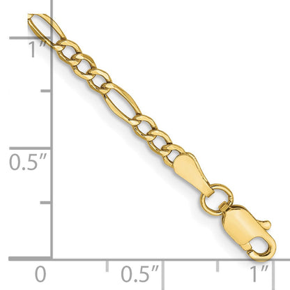 10K Gelbgold 2.5mm Halbmassiv Figaro Gliederarmband