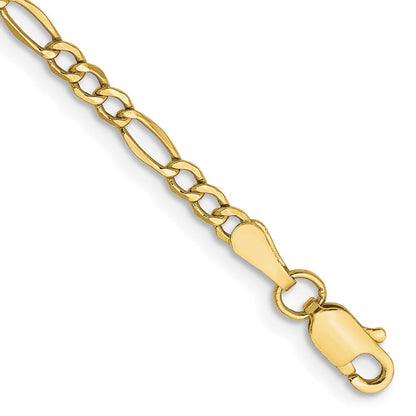 10K Gelbgold 2.5mm Halbmassiv Figaro Gliederarmband