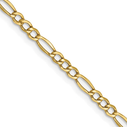 10K Gelbgold 2.5mm Halbmassiv Figaro Halskette
