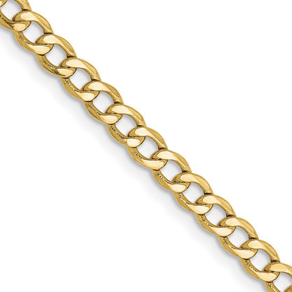 10K Gelbgold 3.35mm Halbmassiv Panzer Glieder Halskette