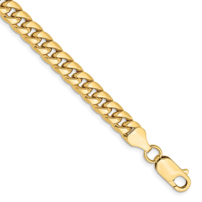 10K Gelbgold 6mm Halbmassiv Miami Kubanisch Gliederarmband