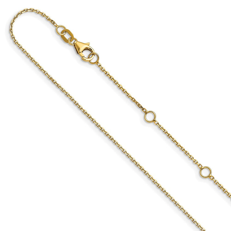 18 Zoll 10K Gelbgold.8mm Diamantiert Rund Ankerkette 1 Zoll+1 Zoll Verstellbar Halskette