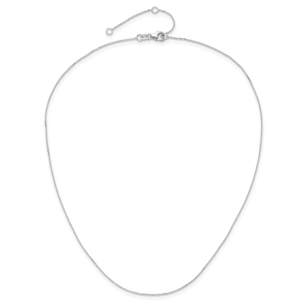 18 Zoll 10K Weißgold Wg.8mm Diamantiert Rund Ankerkette 1 Zoll+1 Zoll Verstellbar Halskette