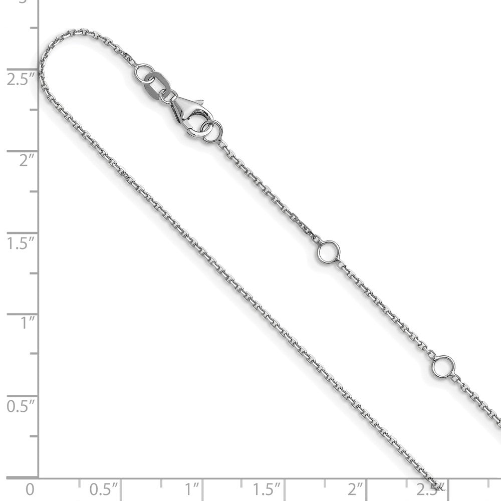 18 Zoll 10K Weißgold Wg.8mm Diamantiert Rund Ankerkette 1 Zoll+1 Zoll Verstellbar Halskette