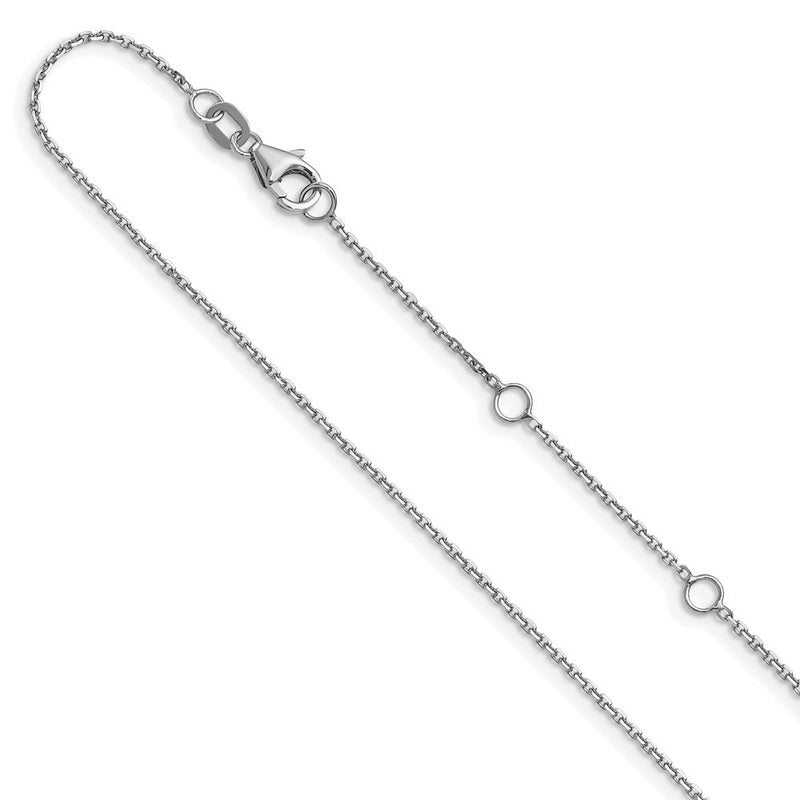 18 Zoll 10K Weißgold Wg.8mm Diamantiert Rund Ankerkette 1 Zoll+1 Zoll Verstellbar Halskette