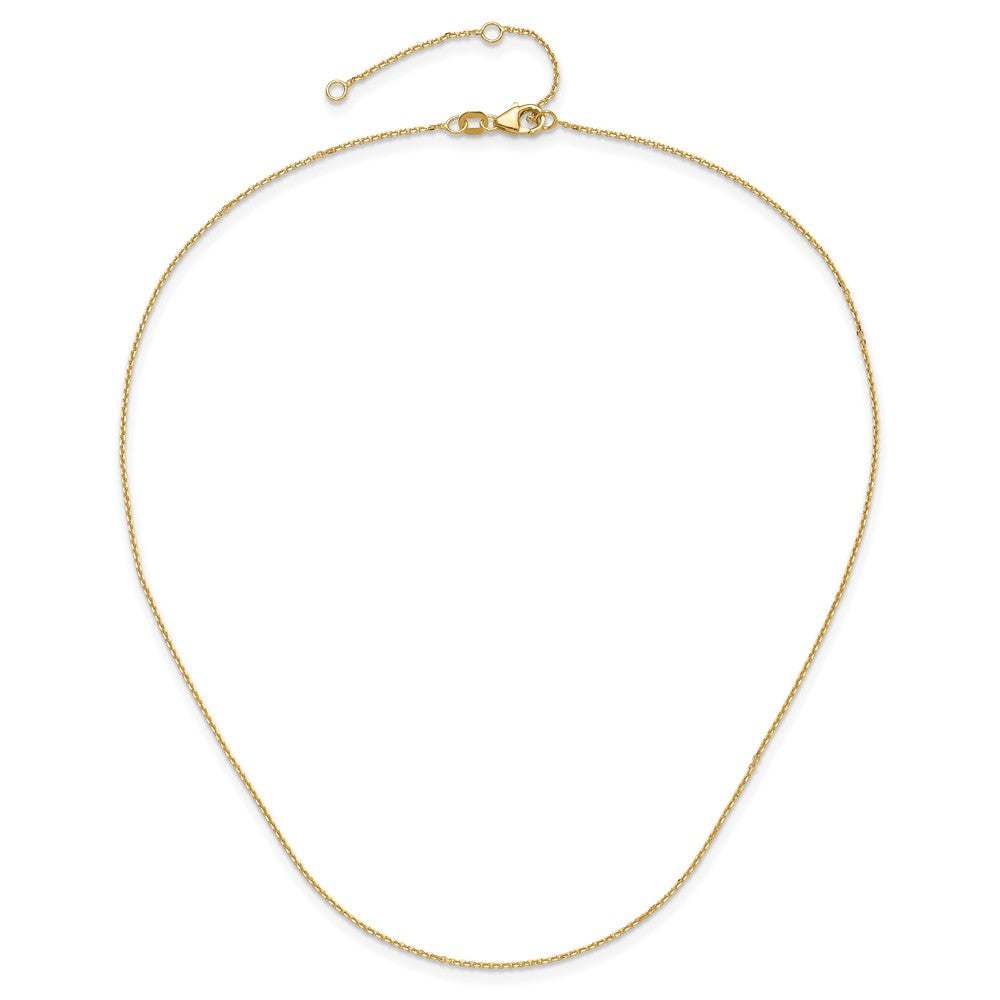 18 Zoll 10K Gelbgold.95mm Diamantiert Rund Ankerkette 1 Zoll+1 Zoll Verstellbar Halskette