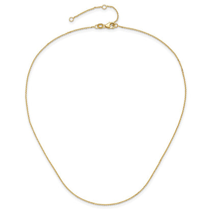 18 Zoll 10K Gelbgold.95mm Diamantiert Rund Ankerkette 1 Zoll+1 Zoll Verstellbar Halskette